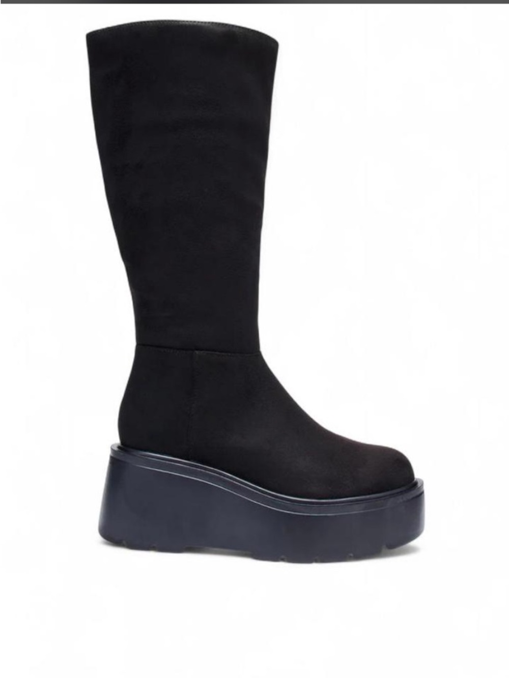 Platform Boots in Black - Women's Stylish Zip-Up